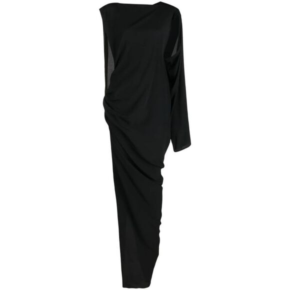 Rick Owens Asymmetric-Design Gathered-Detail Dress Gothic Black Size US 6 - Picture 13 of 13